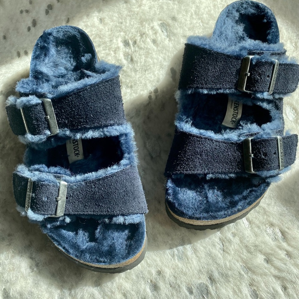 Birkenstock Genuine Shearling lined Slide Sandal Size 5 1/2